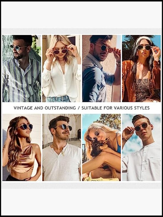 Metal Frame Polarized Round Sunglasses Vintage Style UV Protection main image 7